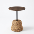 Water Hyacinth Side Table with Wood Top