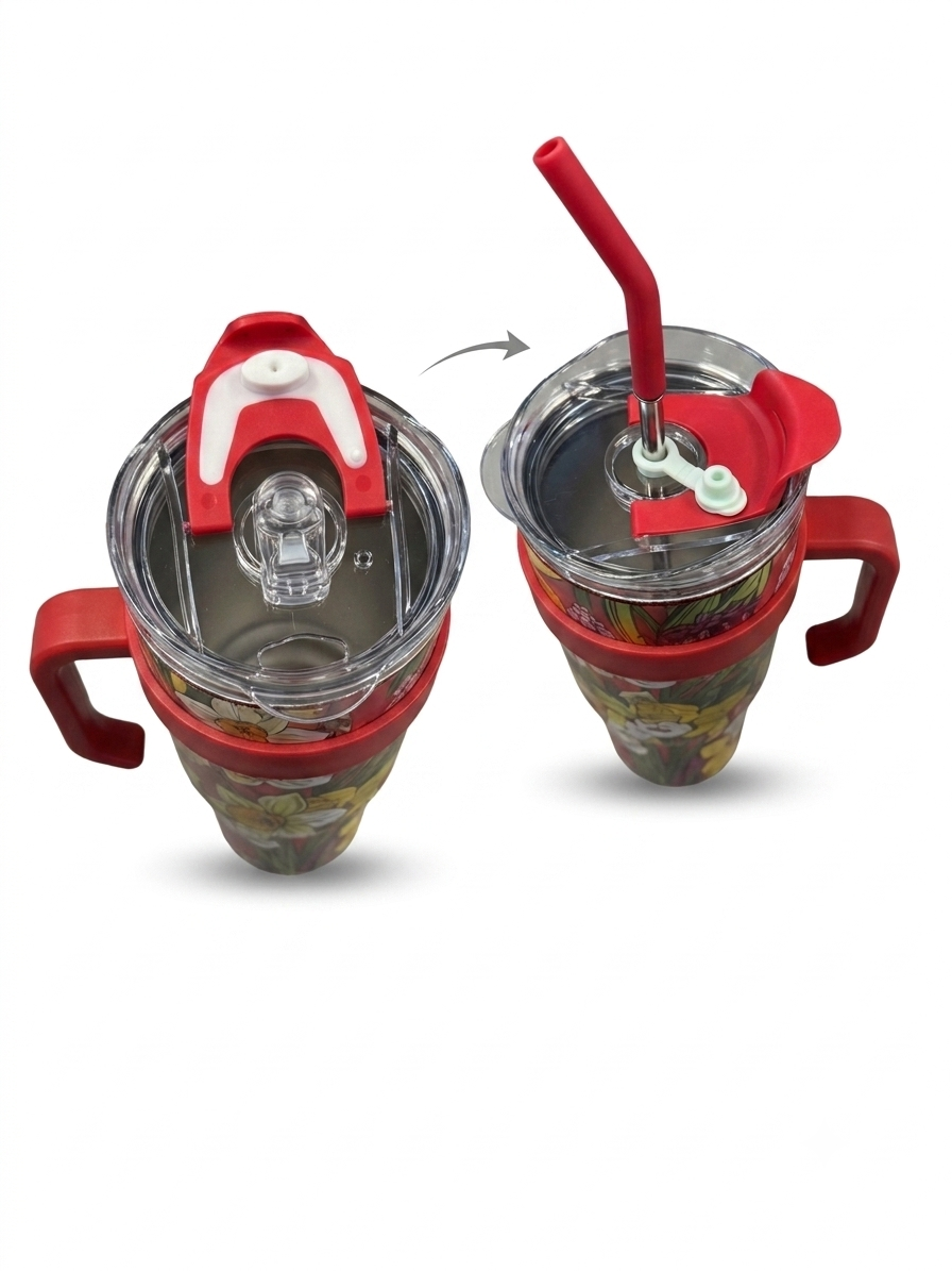 Floral Tumbler with Handle