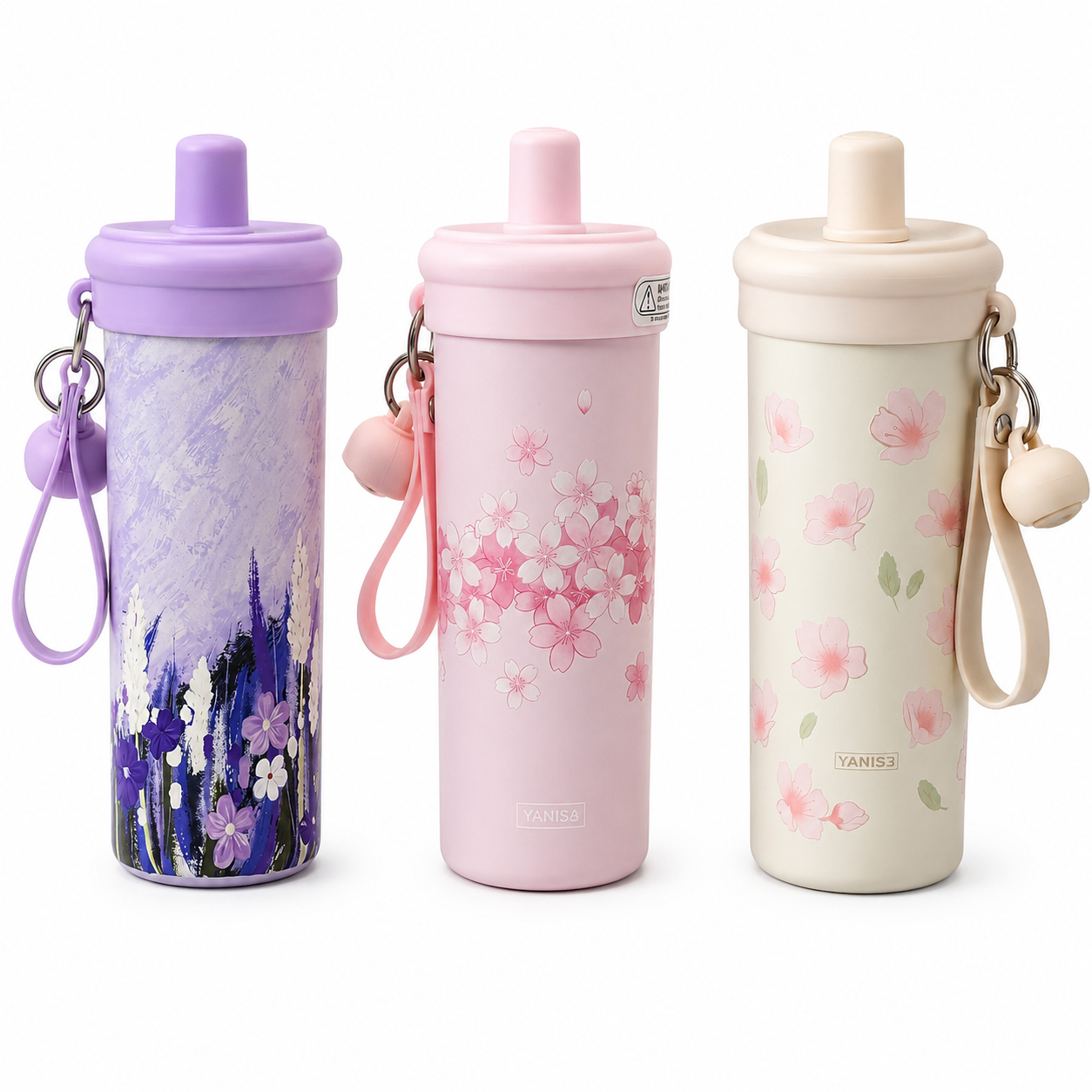 Floral Straw Vacuum Cup 600ml