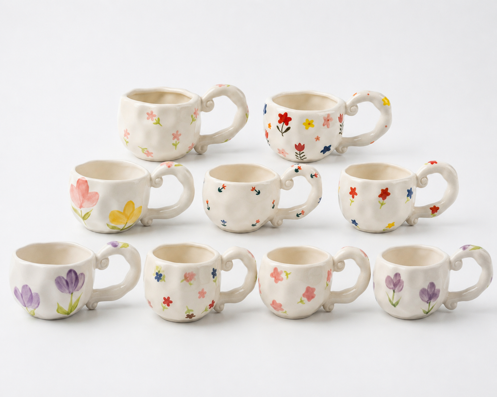 Floral Curl Handle Mug 250ml