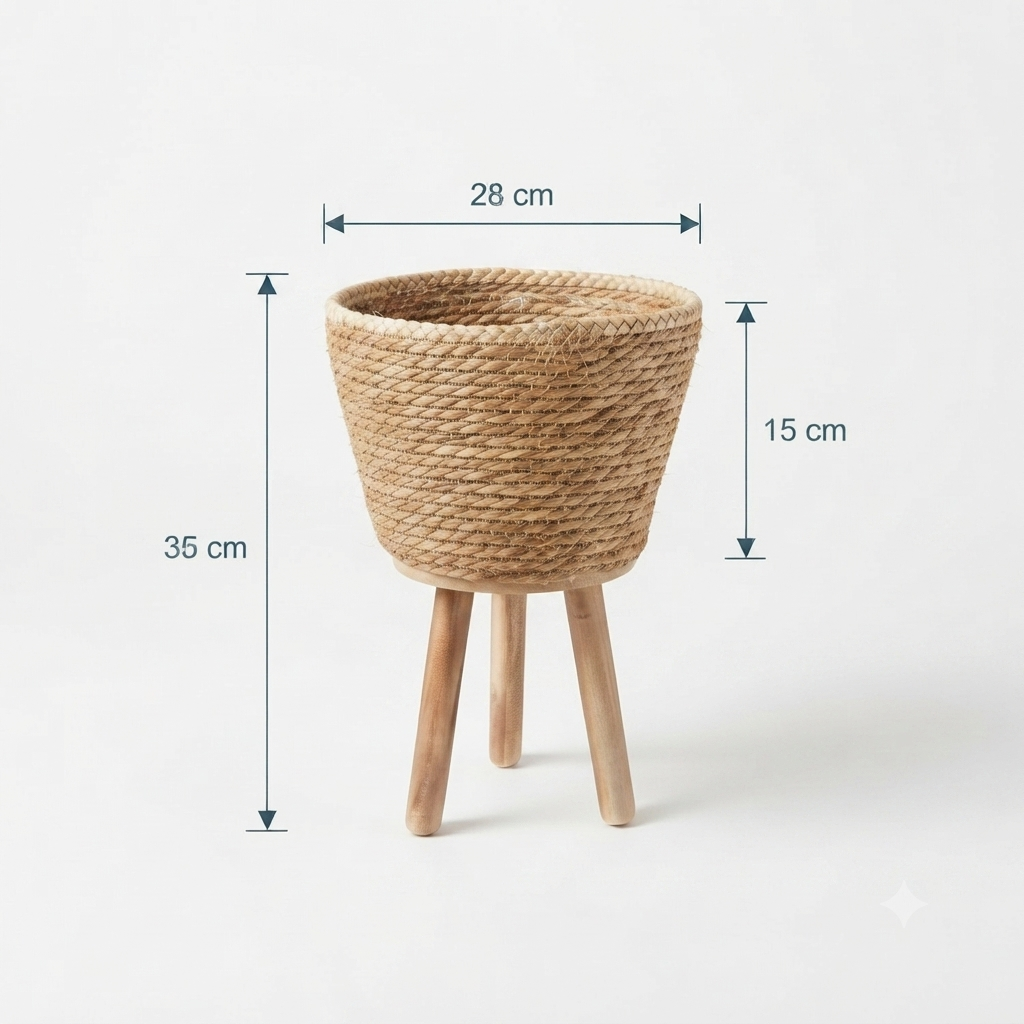 Natural Straw Basket Planter Set of 3