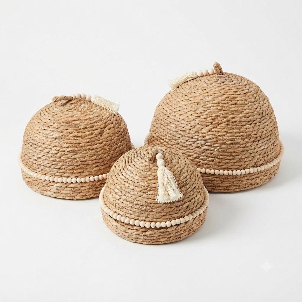 Boho Beaded Basket Set - 3 Pieces
