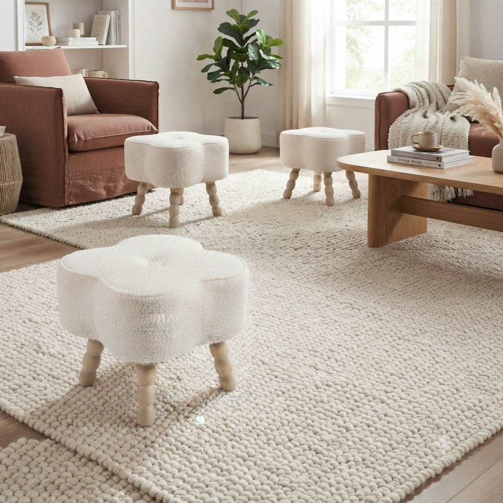 Bouclé Clover Stool