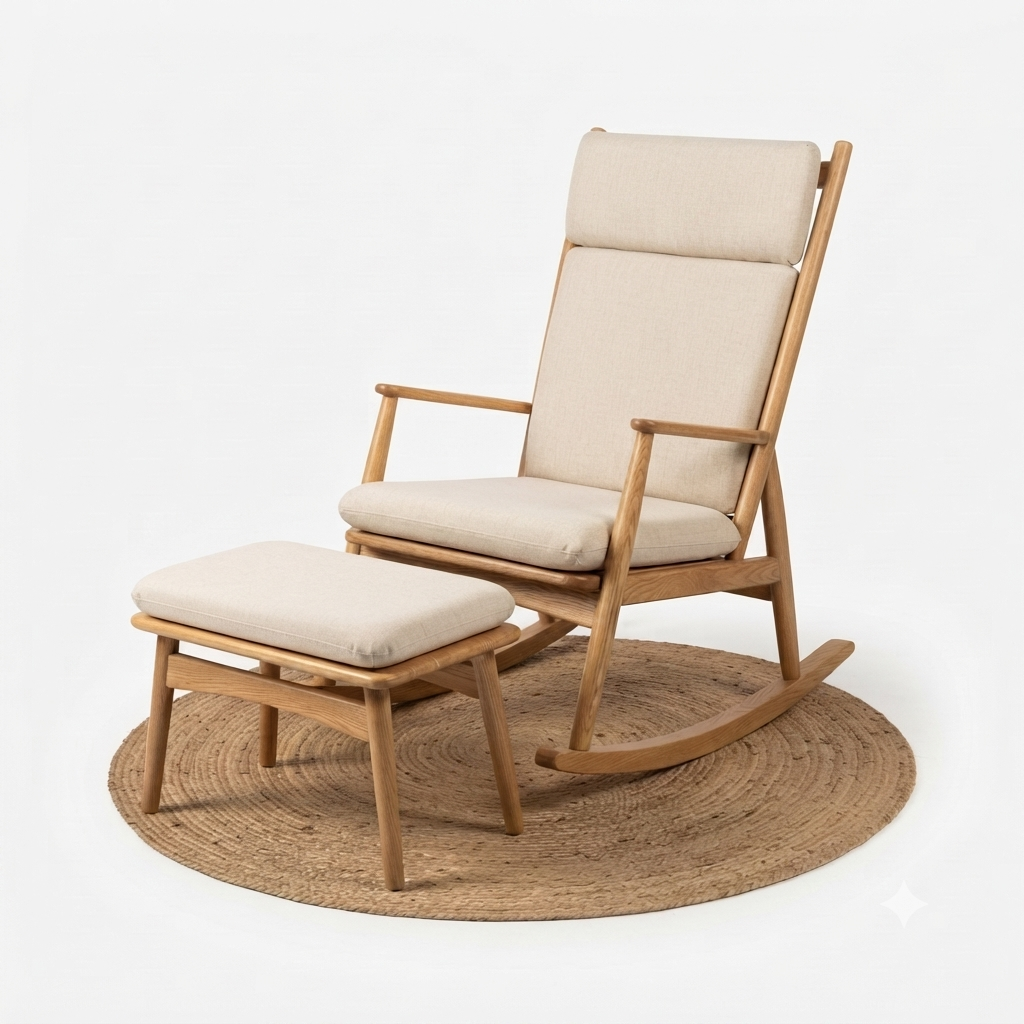 Boho Rocking Chair with Ottoman