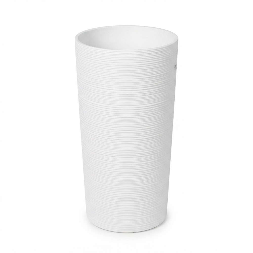 Ribbed Tall Planter - Bone