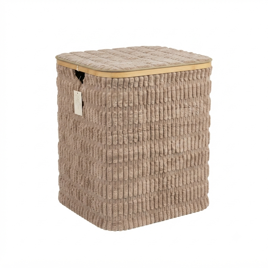 Laundry Basket with Bamboo Lid & Handles