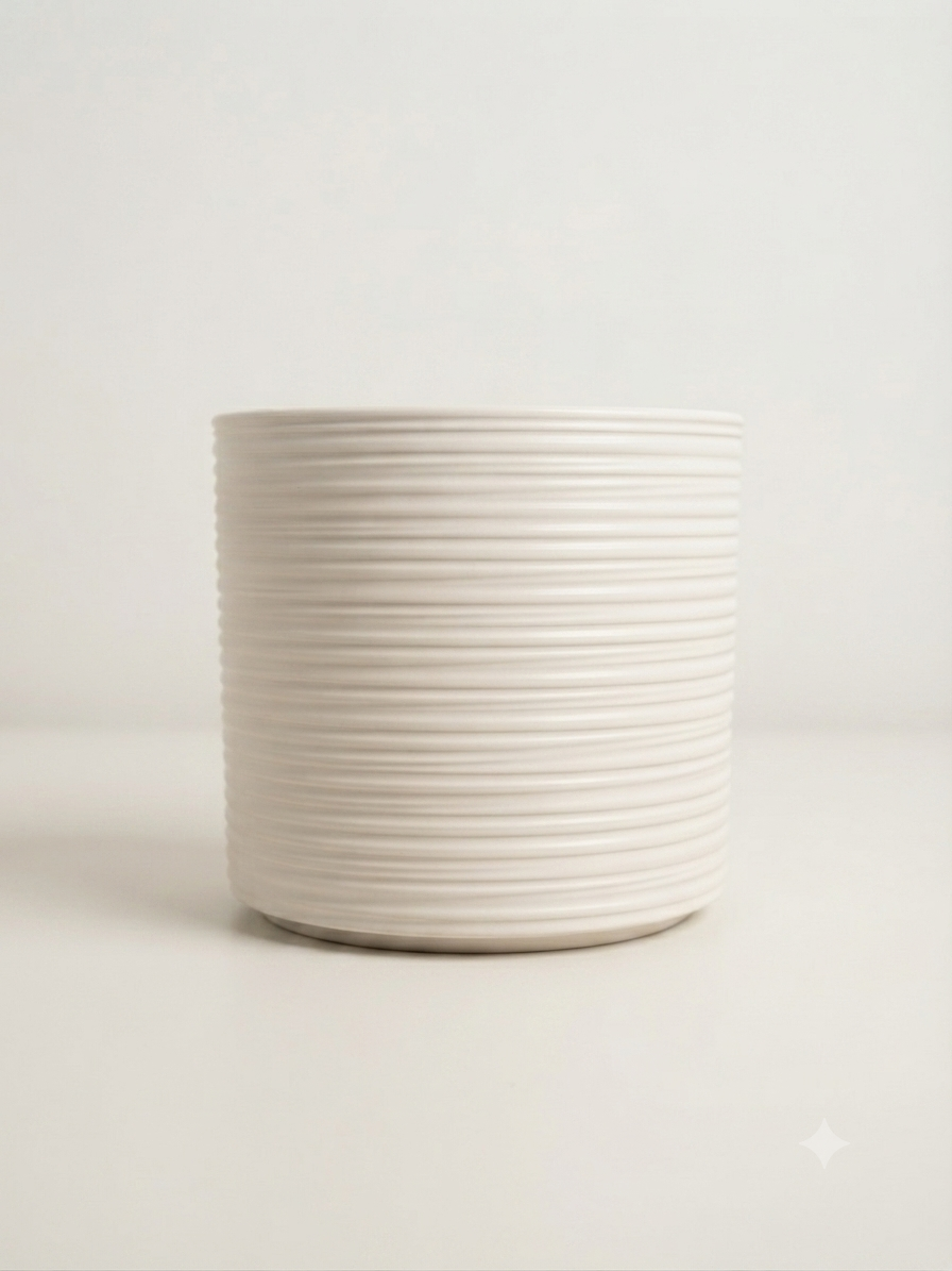Horizontal Ribbed Ceramic Planter