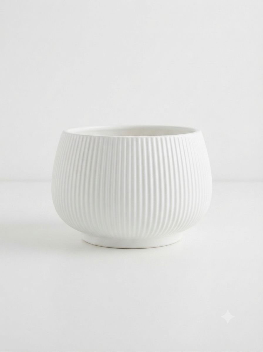 Round Ribbed Ceramic Planter