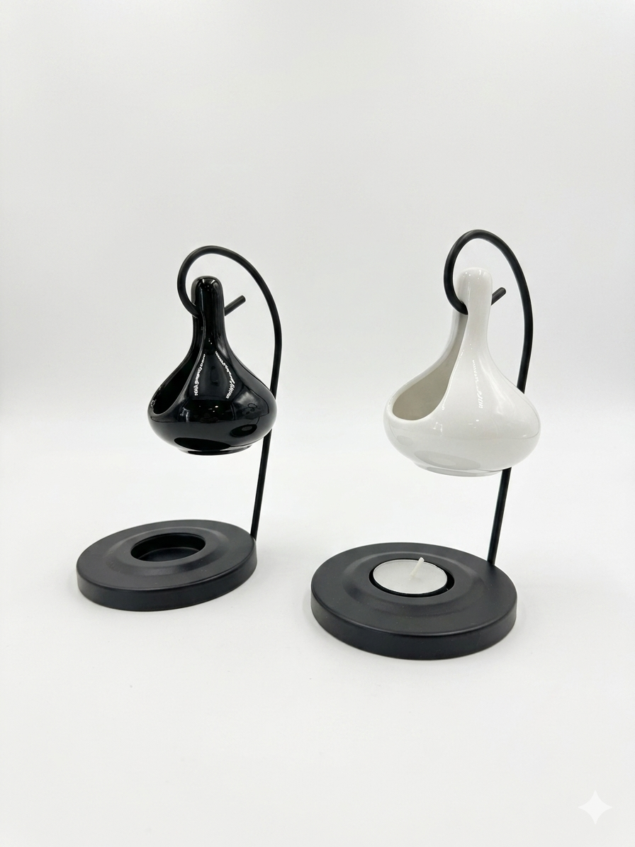 Ceramic Oil Burner with Metal Stand