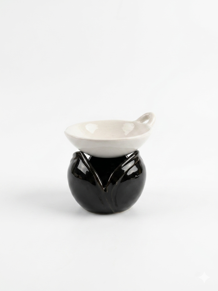Black and white Tulip Oil Burner
