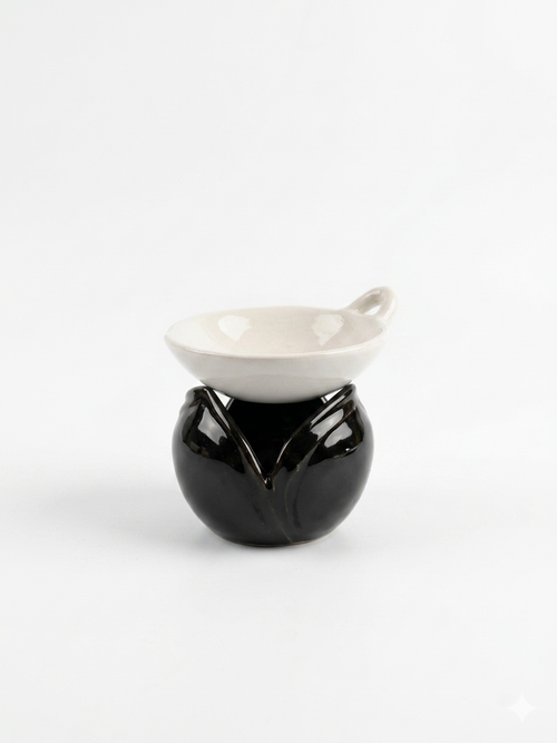 Black and white Tulip Oil Burner