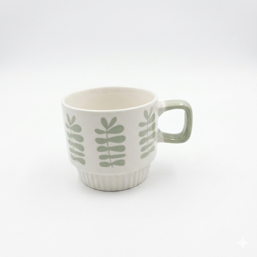 Botanical Ceramic Stackable Mugs Set of 4