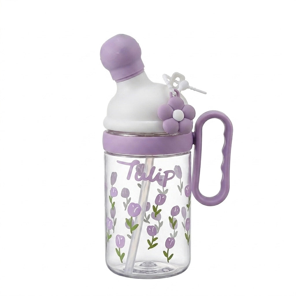 Floral Straw Water Bottle 800ml