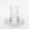 Wave Glass Tea Cup & Saucer Set 100ml - Set of 6
