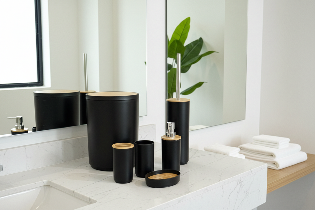 Black Bamboo Bathroom Set – Lifestyle