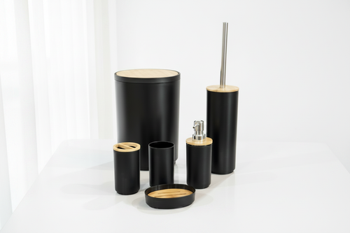 Black Bamboo Bathroom Set – Pure White Background