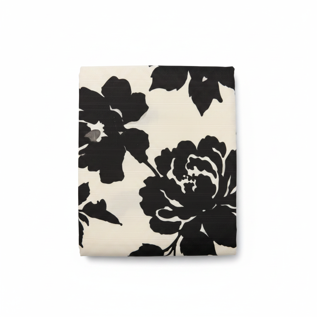 Black Bold Floral Shower Curtain