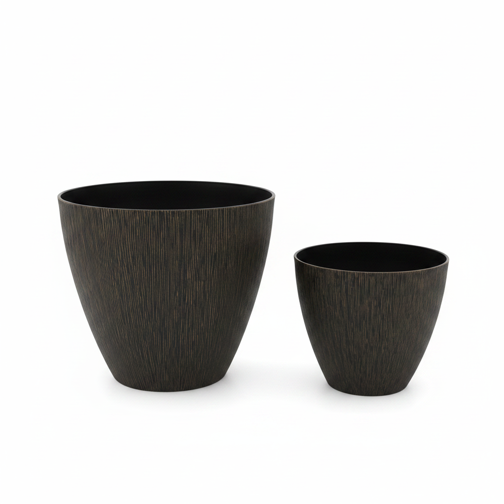Black Lined Pots Set of 2