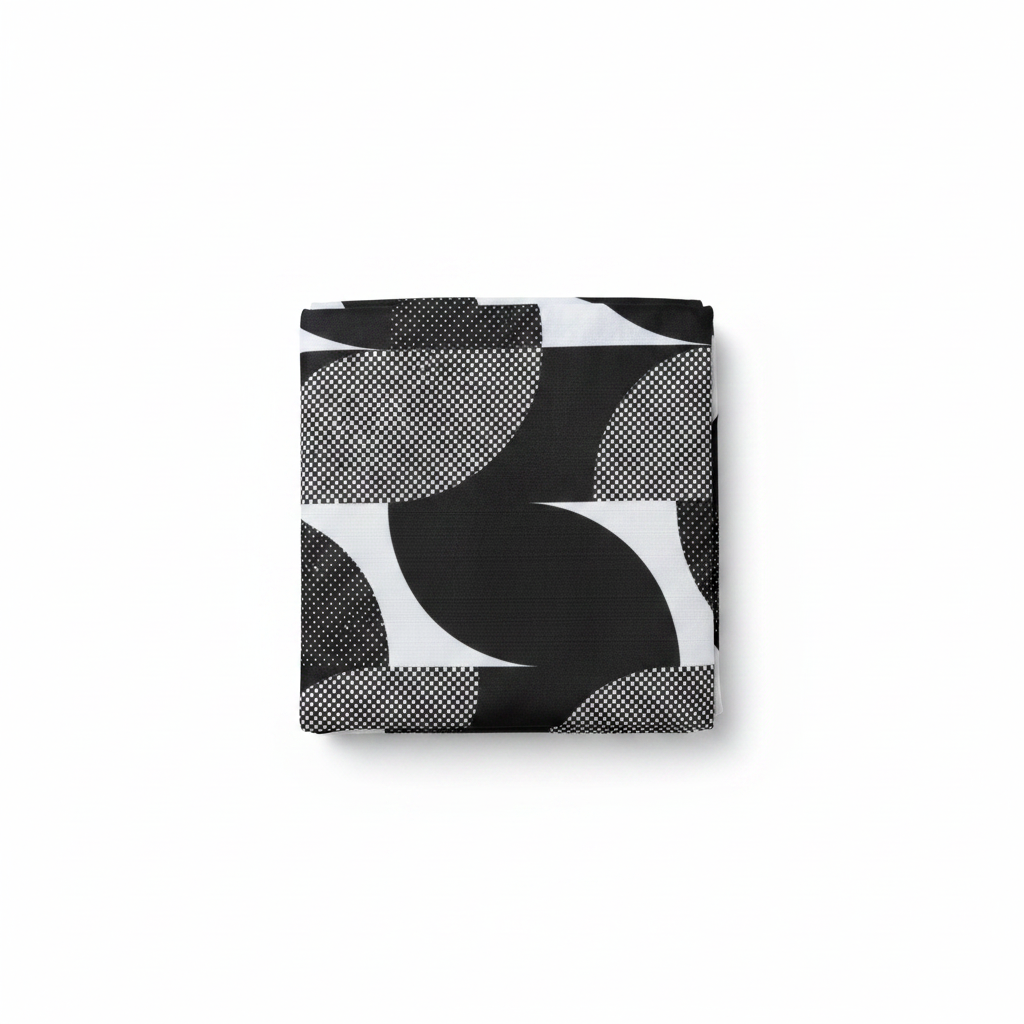 Black White Polka Dot Circles Shower Curtain