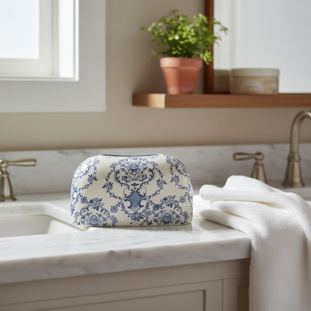 Blue Damask Tissue Box Lifestyle