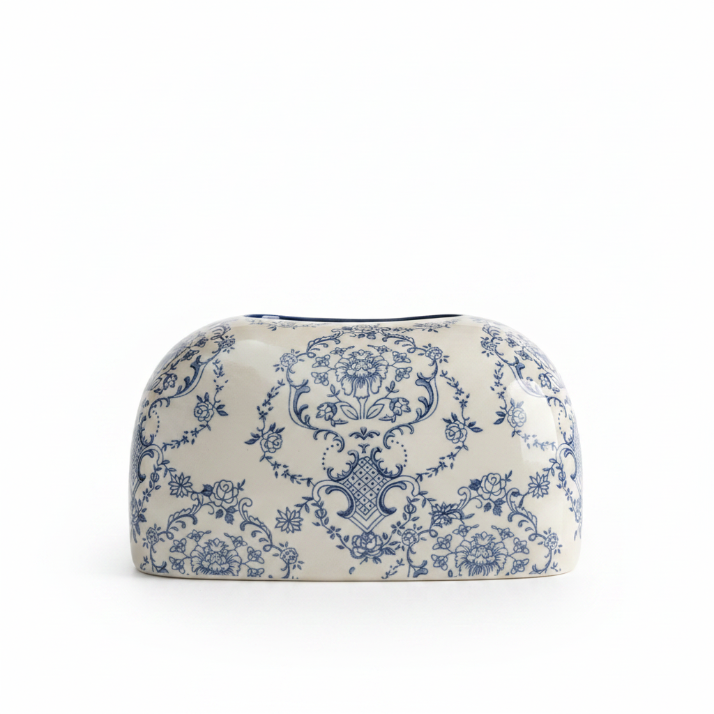 Blue Floral Ceramic Tissue Box
