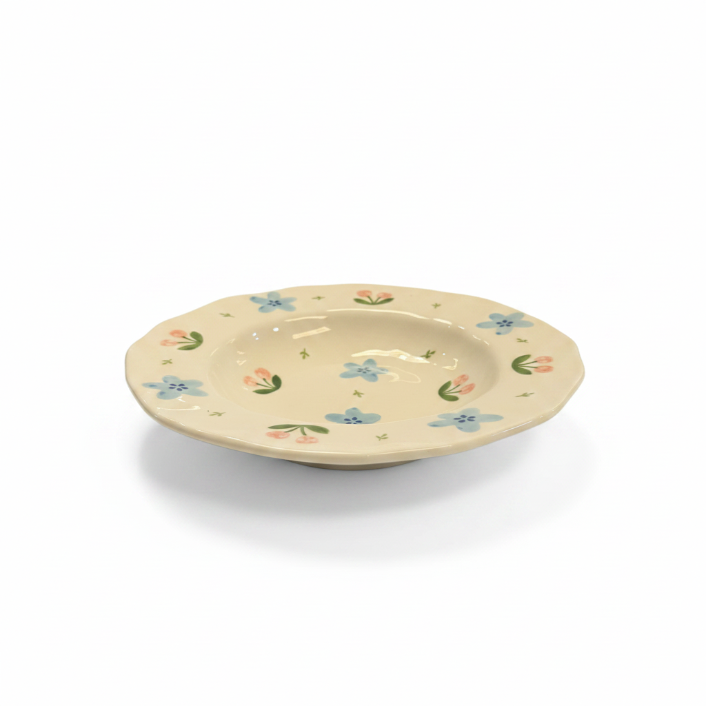 Blue Floral Plate – Depth View