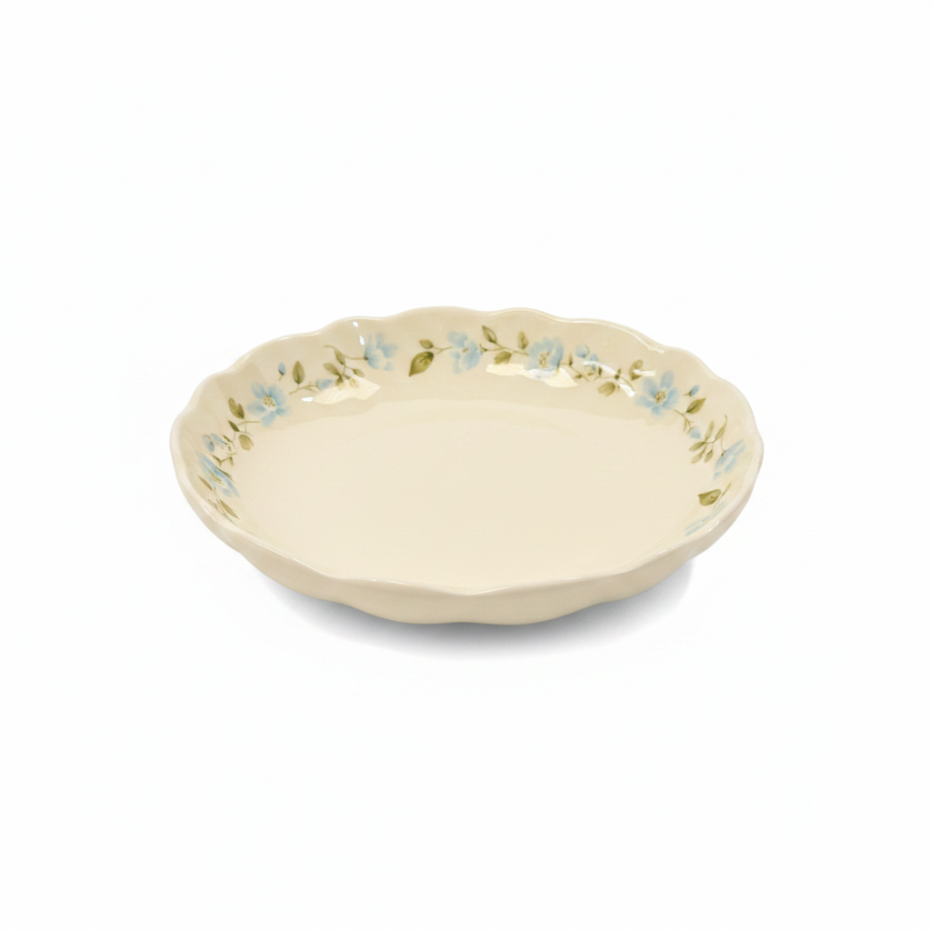 Blue Floral Shallow Dish