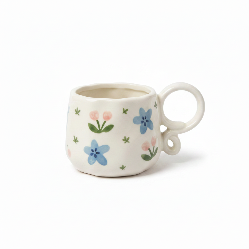 Blue Flower Cherry Mug