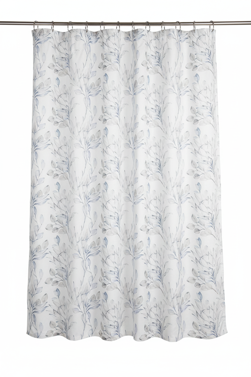 Blue Leaf Shower Curtain – Full Length