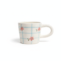 Blue Plaid Pink Flowers Mug