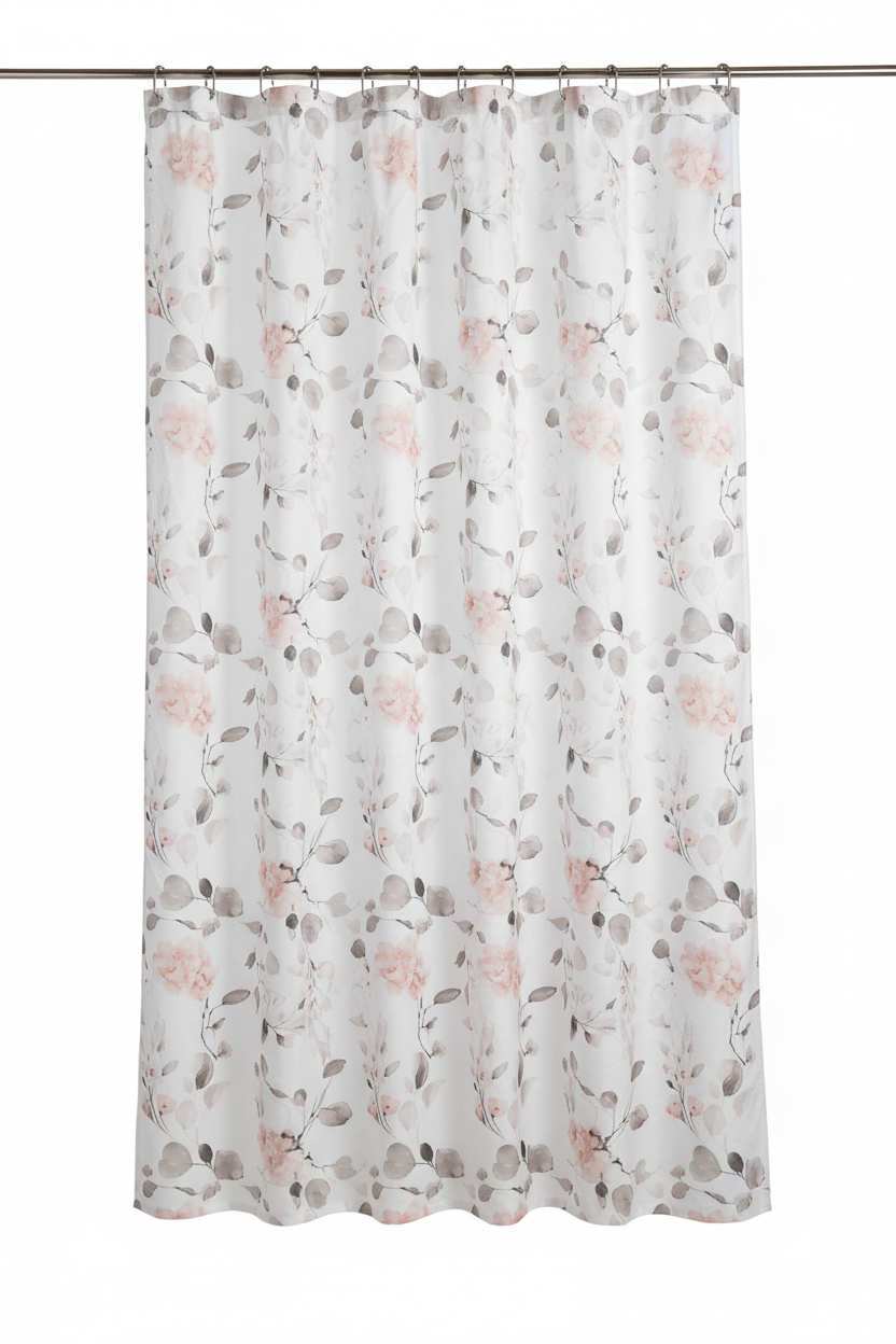 Blush Floral Shower Curtain – Hanging