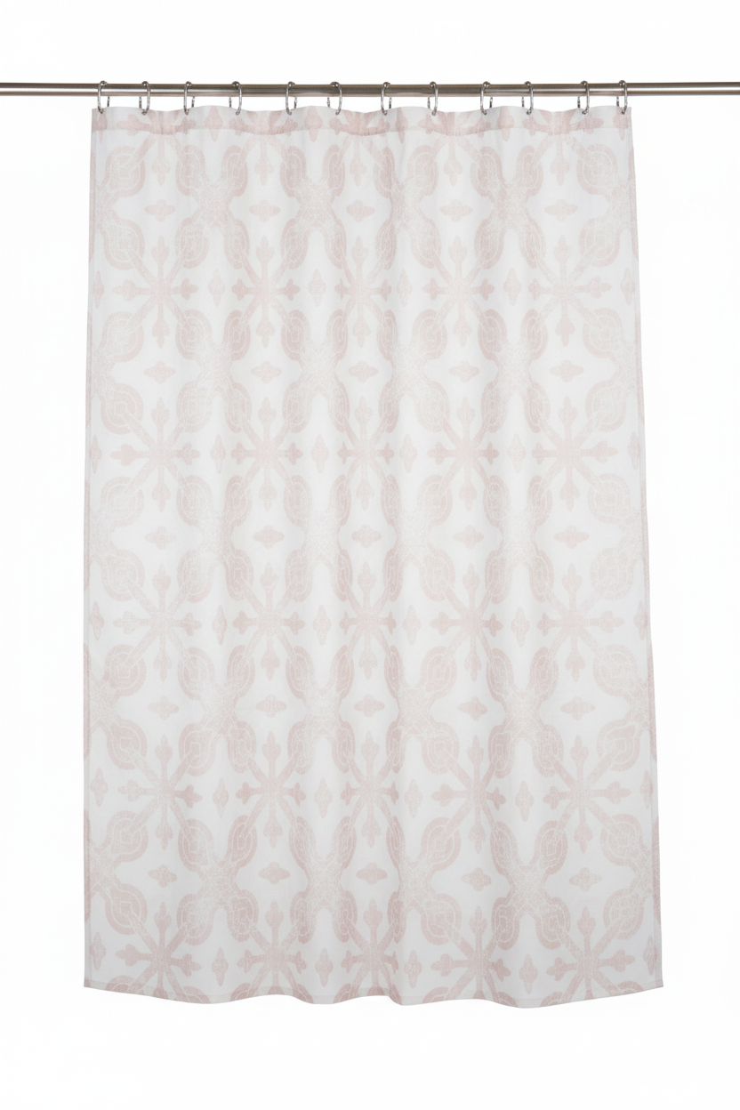Blush Pink Damask Shower Curtain – Hanging