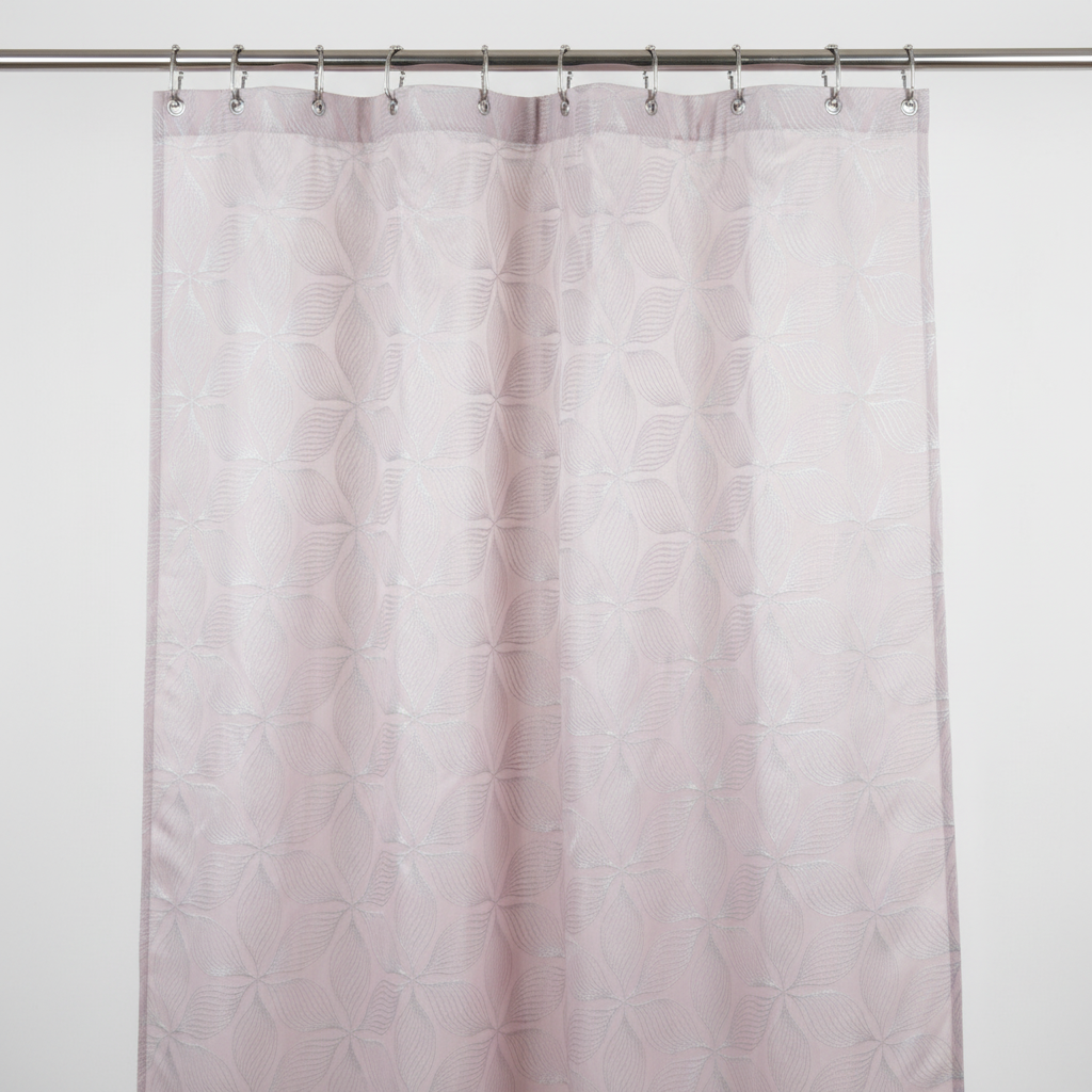 Blush Pink Jacquard Leaf Shower Curtain