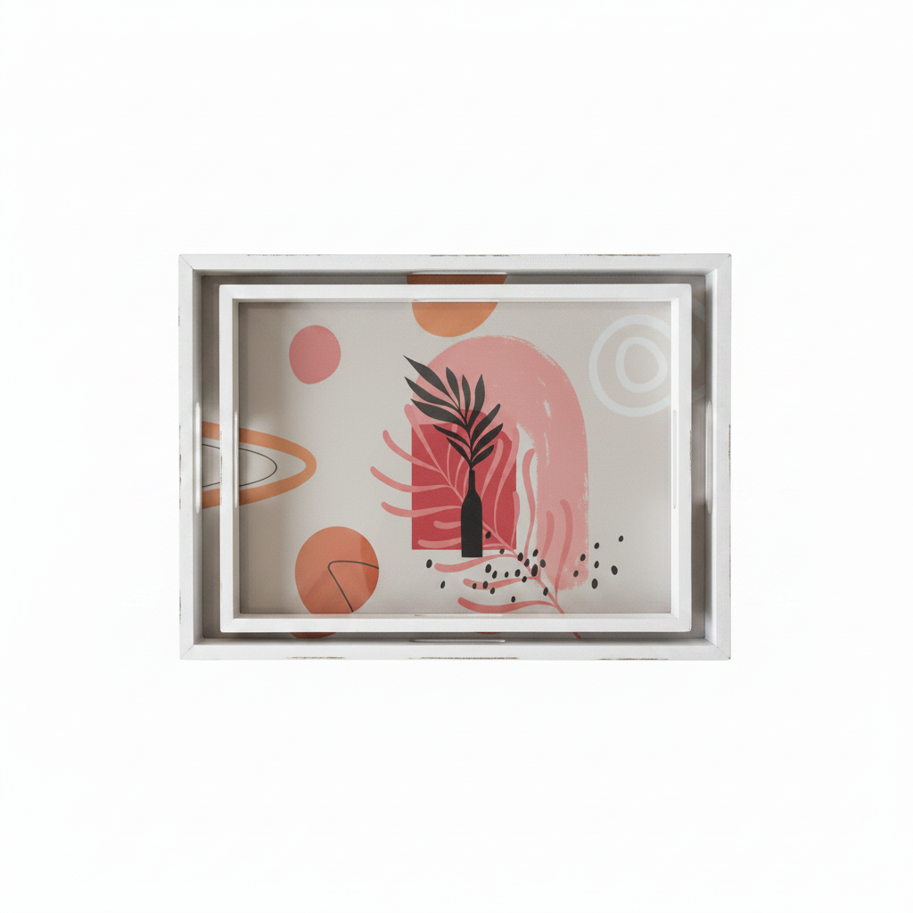 Boho Abstract Art Trays Nested