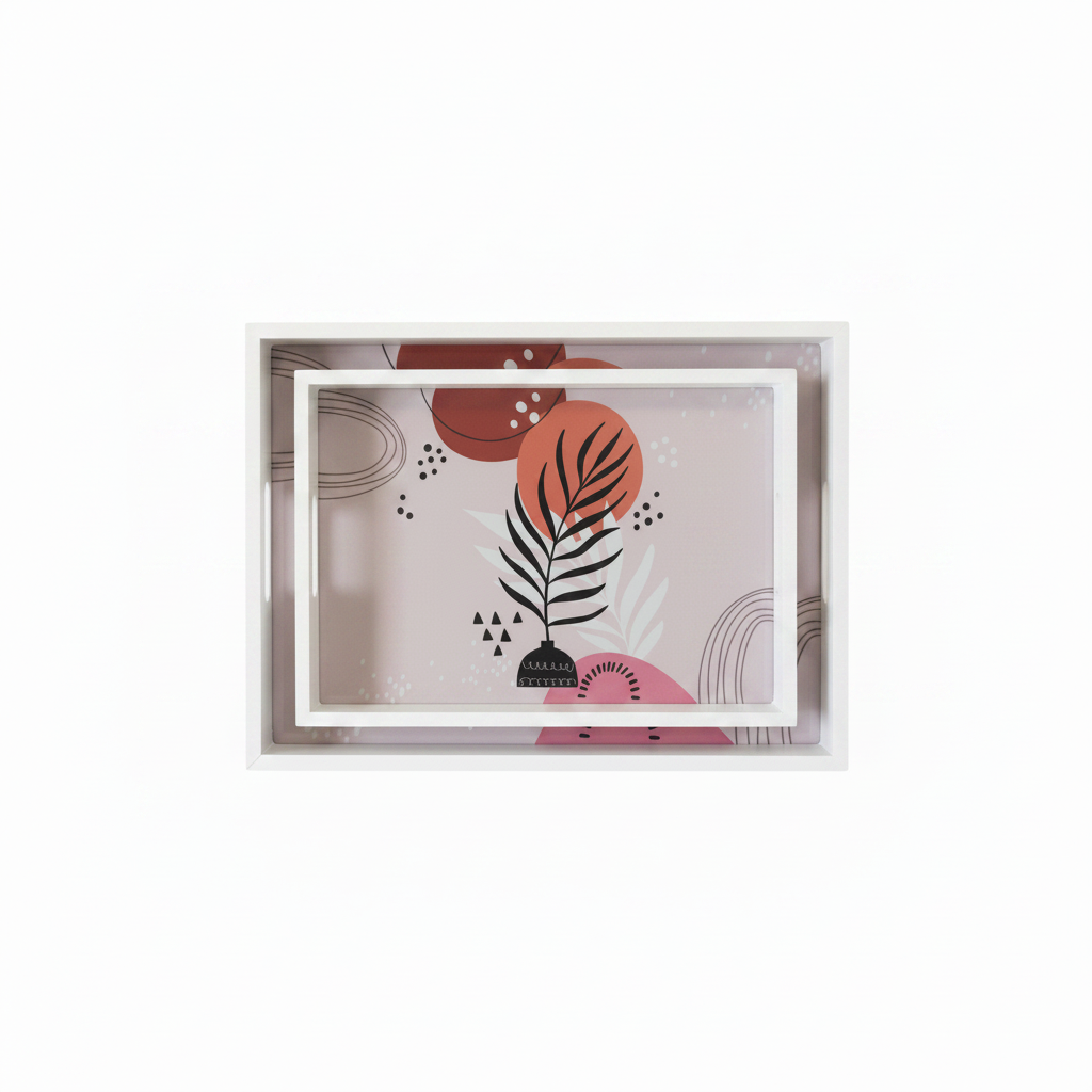Boho White Trays Set Nested
