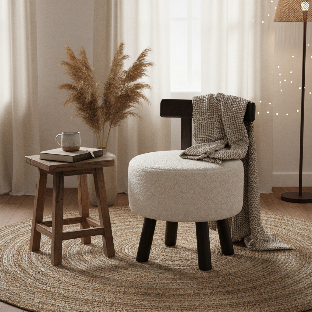 Bouclé Round Accent Chair – Lifestyle