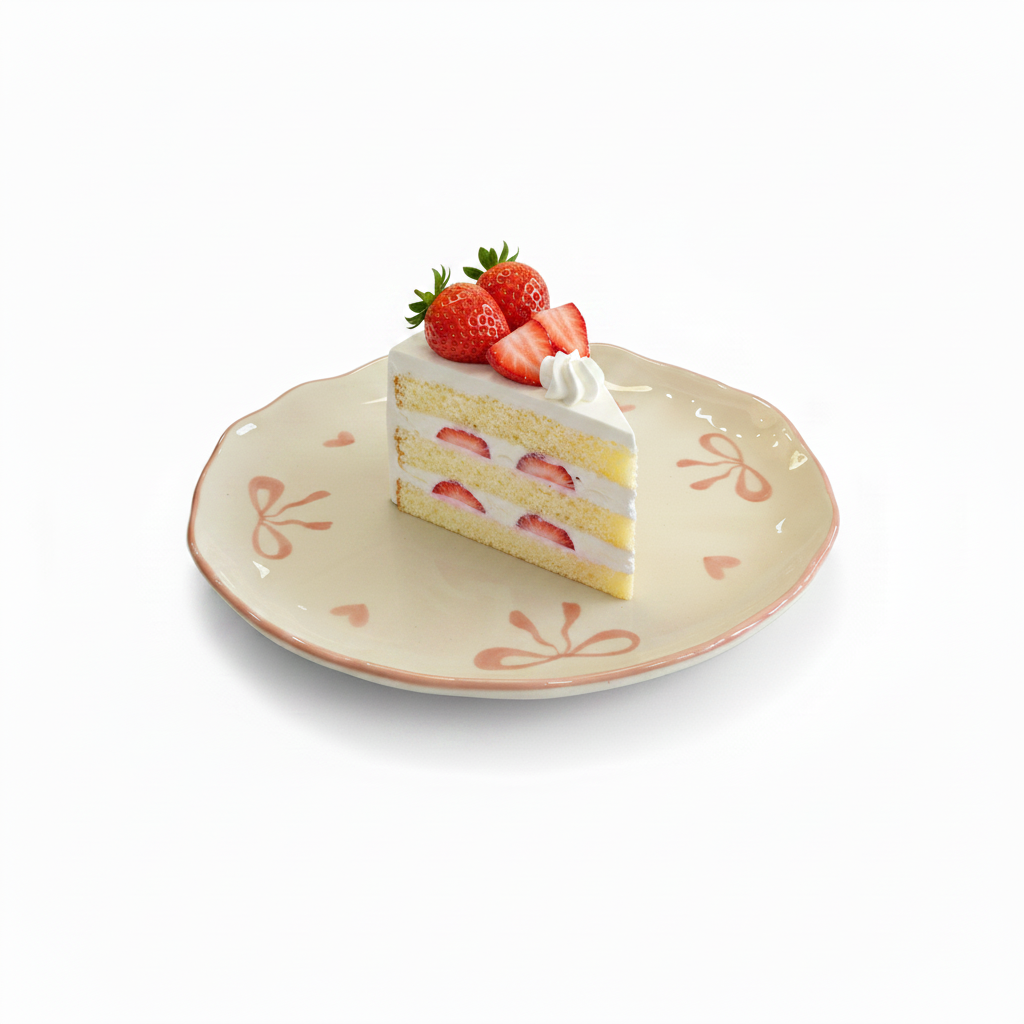Bow Ribbon Plate with Cake Slice