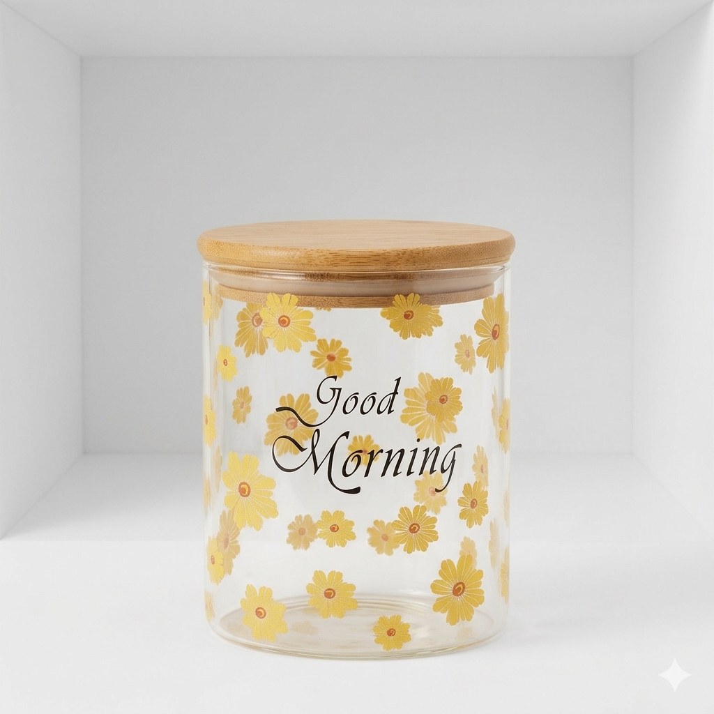 Good Morning Glass Storage Jar
