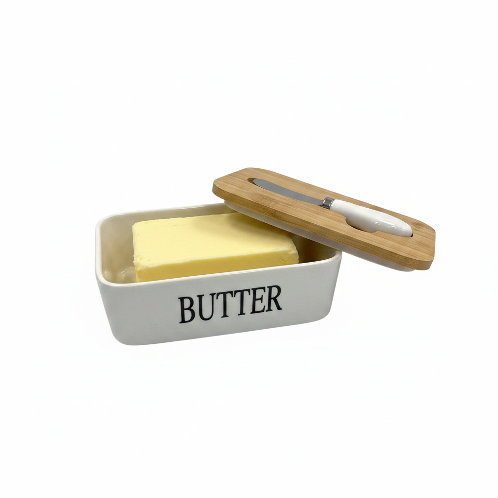 Butter Dish Open with Butter