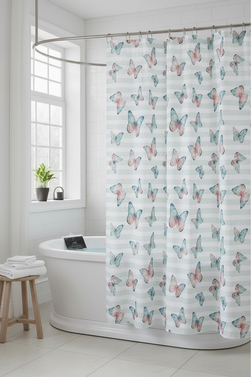 Butterfly Shower Curtain - Professional Bathroom Lifestyle
