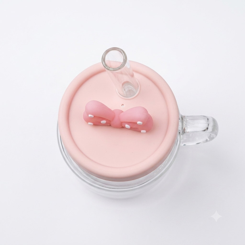 Cute Glass Mug with Straw 800ml