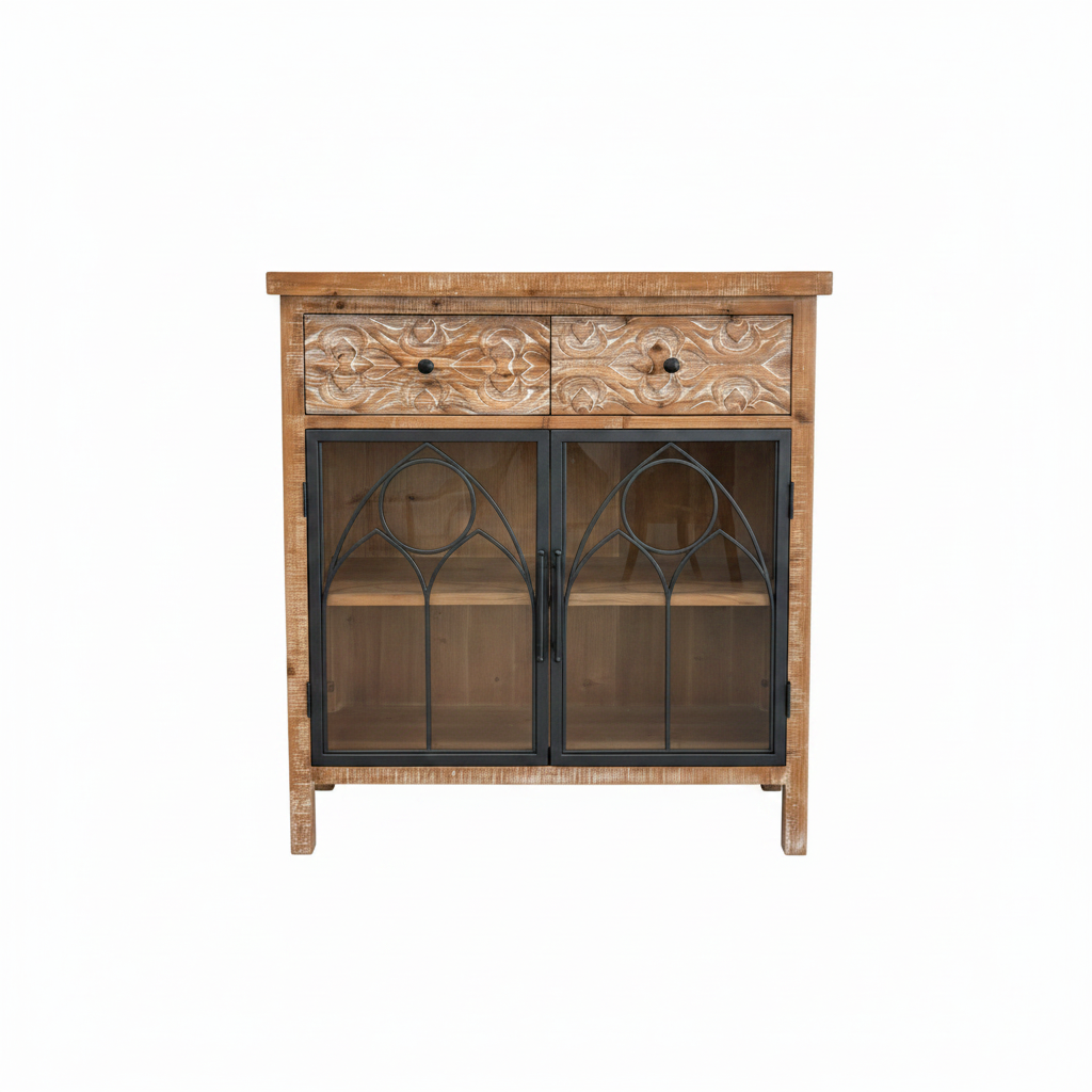 Carved Wood Cabinet Front View