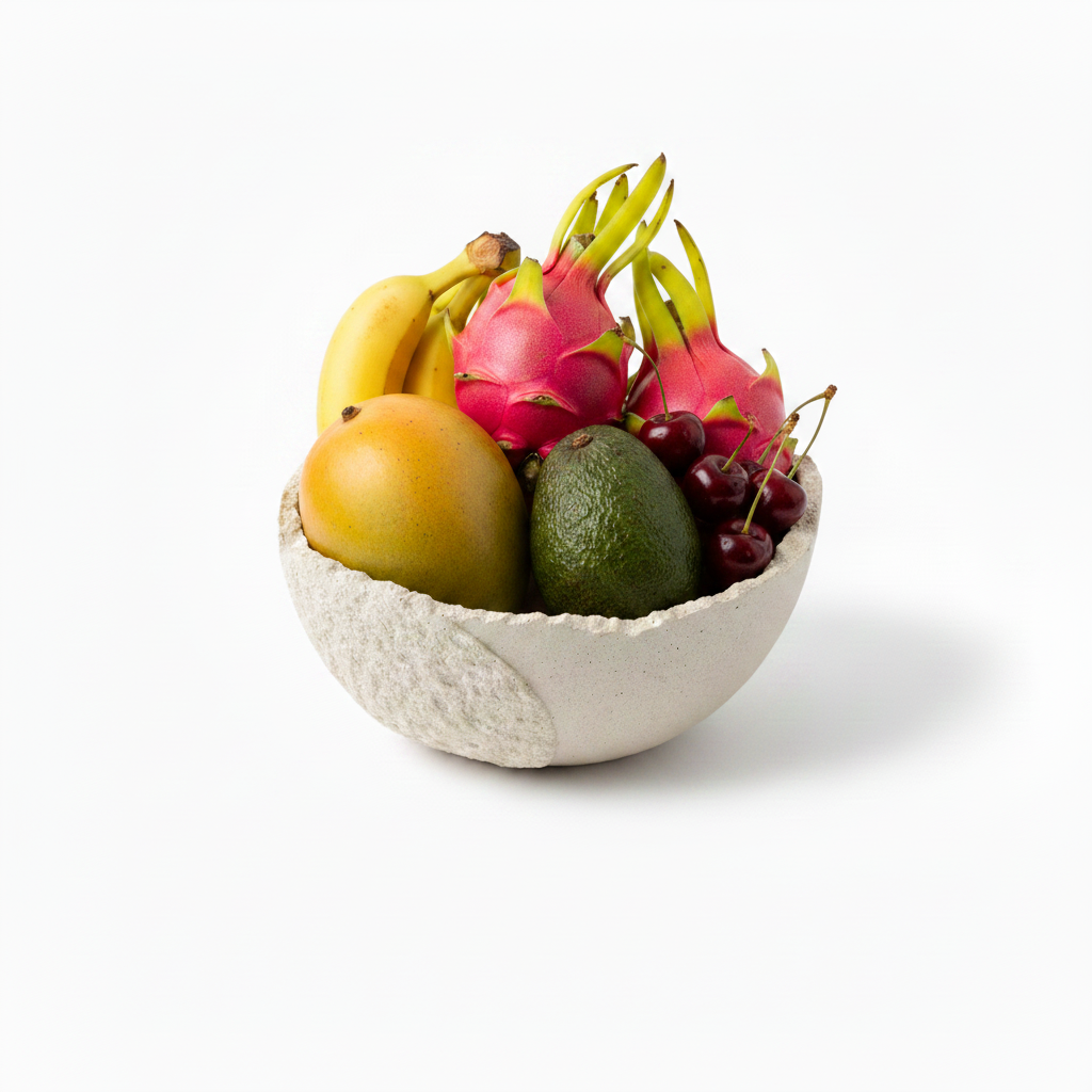 Ceramic Bowl with Whole Tropical Fruits