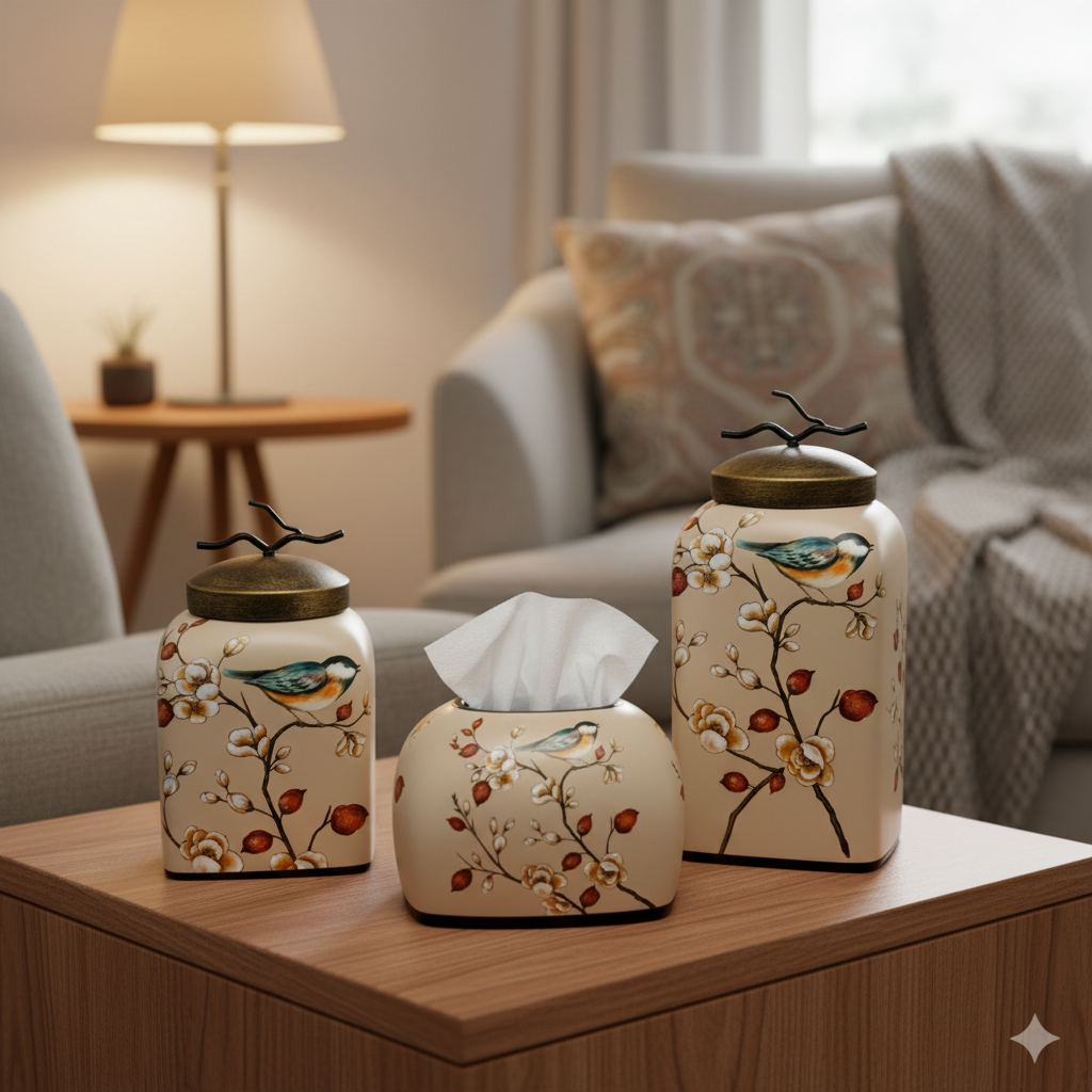 Ceramic Jar & Tissue Box Set - Lifestyle