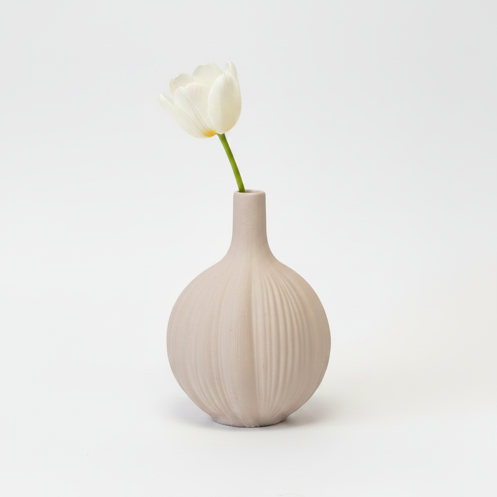 Ceramic Onion Vase with Tulip