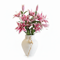 Ceramic Vase with Pink Lilies