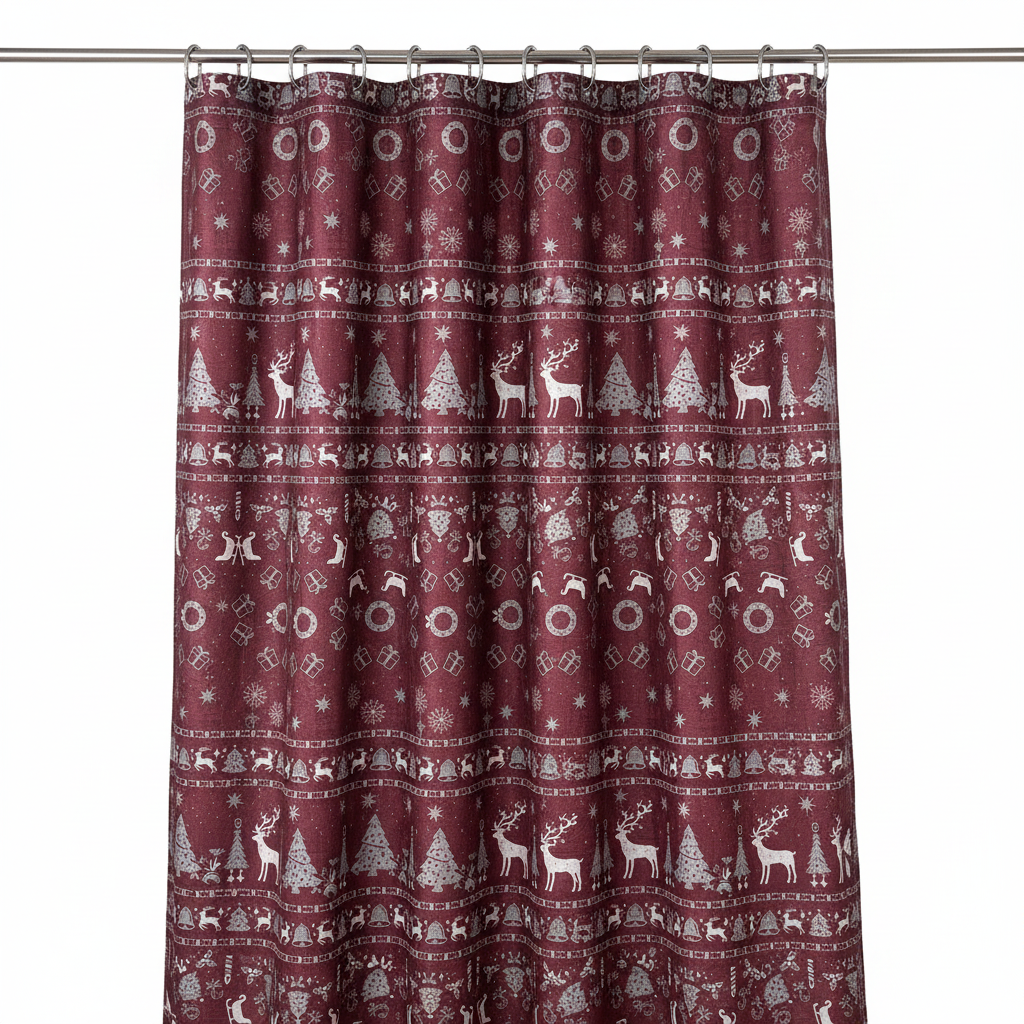 Christmas Burgundy Shower Curtain Full Pattern