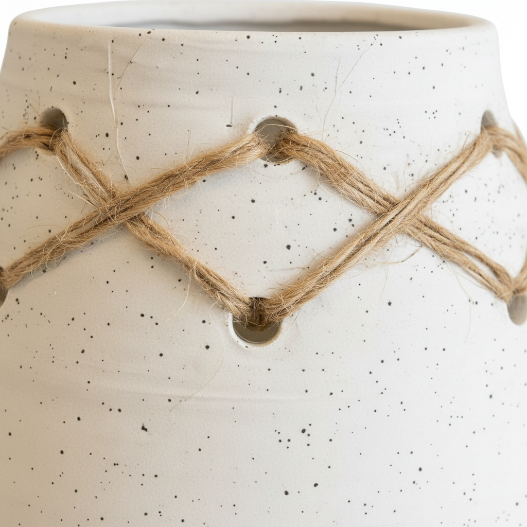 Close-up Ceramic Vase Jute Detail