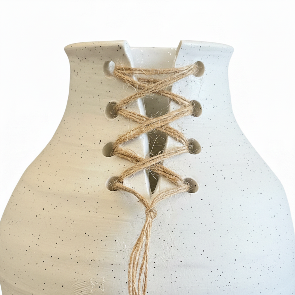 Close-up Lace-up Jute Detail