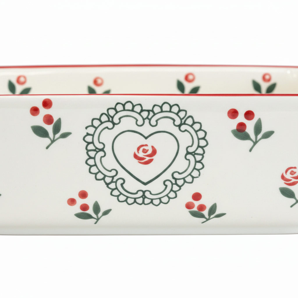 Close-up Rose Heart Ceramic Dish